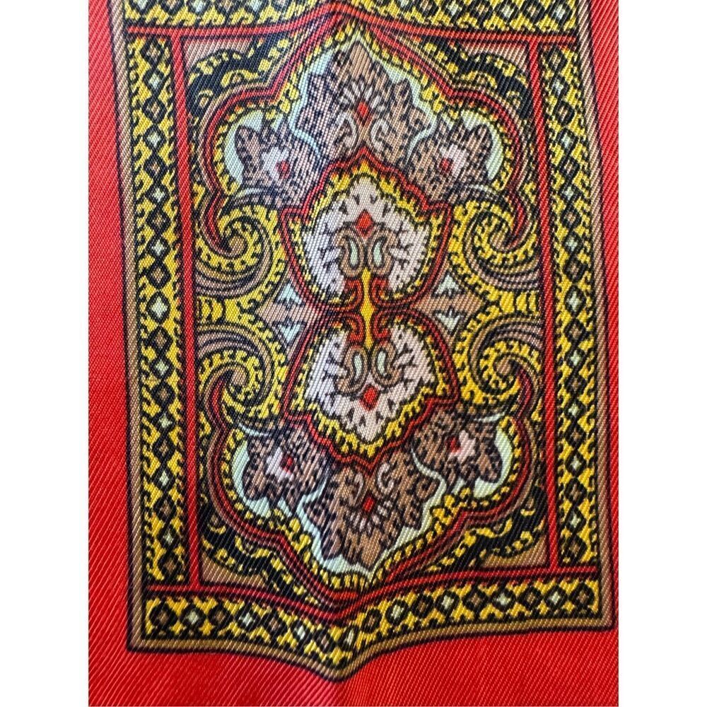 Vintage red rectangle paisley handkerchief silky satin